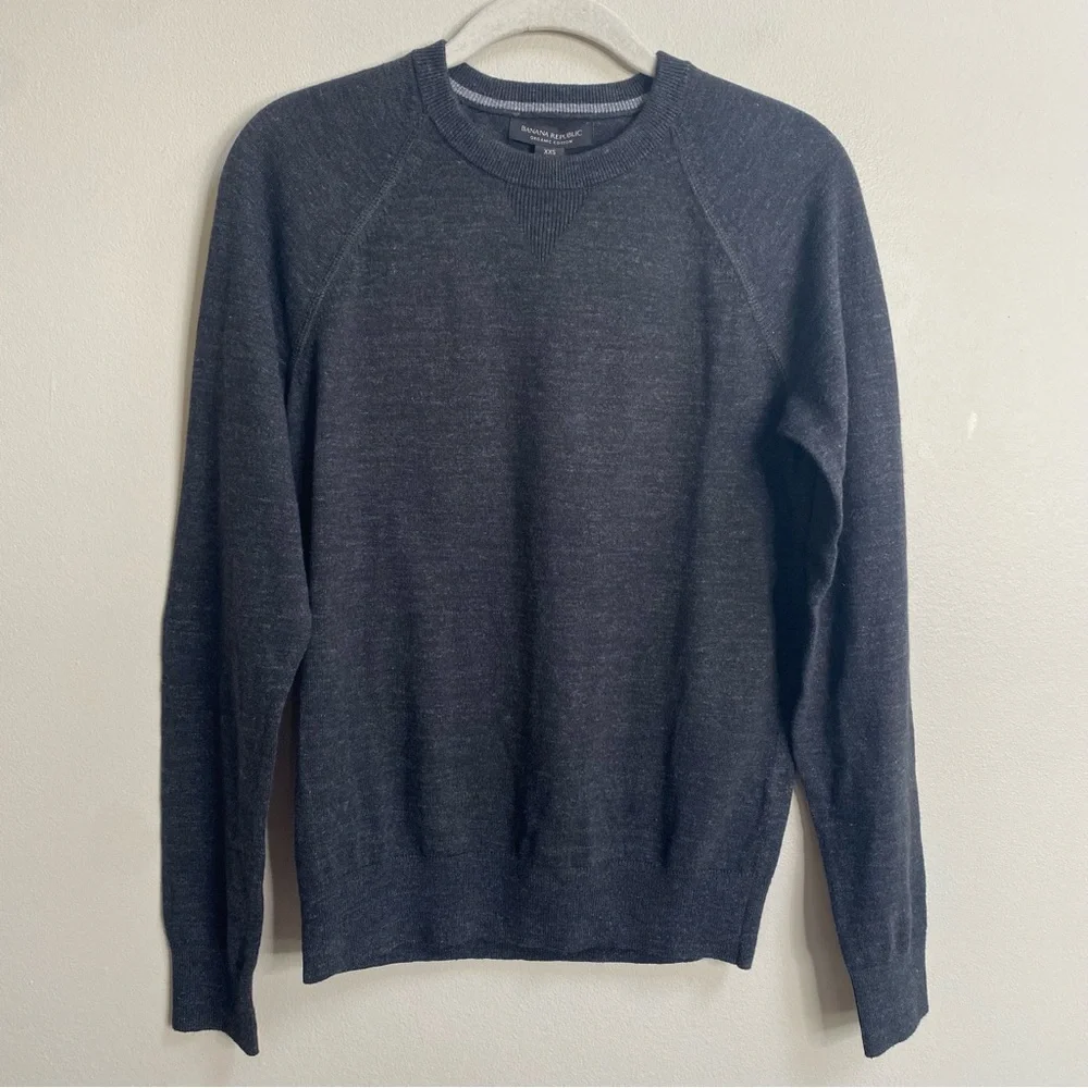 Men's Banana Republic Charcoal Grey Organic Cotton Crew-Neck Sweater Size XXS